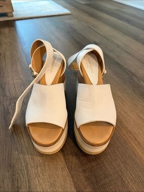 Paloma Barceló White Leather Platform Sandals